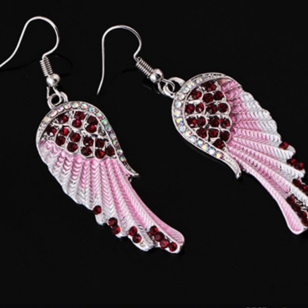 🎀Beautiful Rhinestone Feather/Angle Wing Earings - Picture 5 of 8